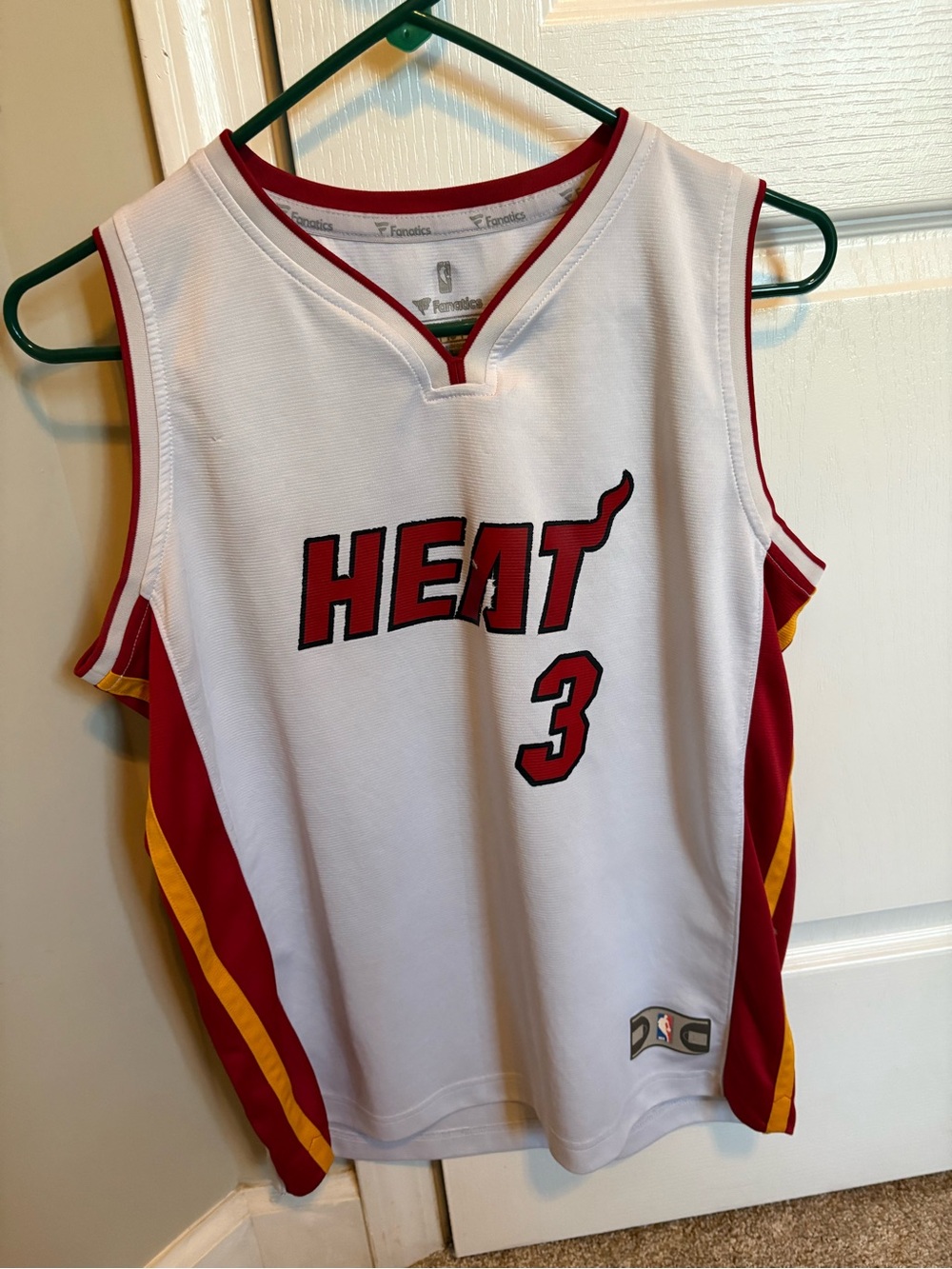Fanatics White Red Gold Miami Heat #3 Kids Jersey